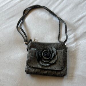 Elegant Gray Floral Women's Bag